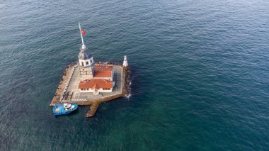 Uskudar İstanbul 'daki Bakire Kulesi' nin Hava Aracı Görünümü - Kiz Kulesi, Türkiye