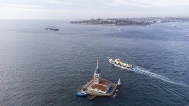 Uskudar İstanbul 'daki Bakire Kulesi' nin Hava Aracı Görünümü - Kiz Kulesi, Türkiye