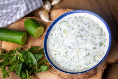 Geleneksel lezzetli aperatif; tzatziki (Türkçe adı; kakik)