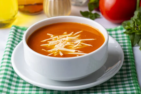 Delicious Looking Tomato Soup Turkish Name Domates Corbasi — Stock Photo, Image