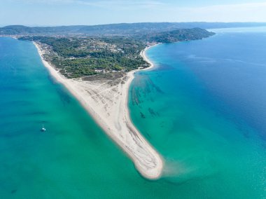 Cassandra yarımadasındaki Possidi Burnu 'ndaki güzel sahil manzarası, Halkidiki (Chalkidiki), Yunanistan