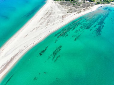 Cassandra yarımadasındaki Possidi Burnu 'ndaki güzel sahil manzarası, Halkidiki (Chalkidiki), Yunanistan