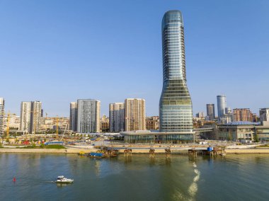 Belgrad Rıhtımı, Sava Nehri, Belgrad Kulesi 'nin panoramik manzarası