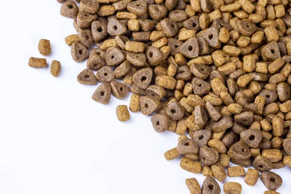 Cat dried food on the white background