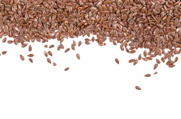 Beyaz arkaplanda keten tohumu