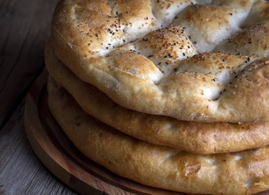 Ramadan Pita (Turkish name; Ramazan Pidesi) Traditional Turkish bread for holy month Ramadan