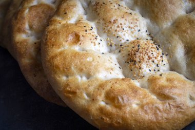 Ramadan Pita (Turkish name; Ramazan Pidesi) Traditional Turkish bread for holy month Ramadan