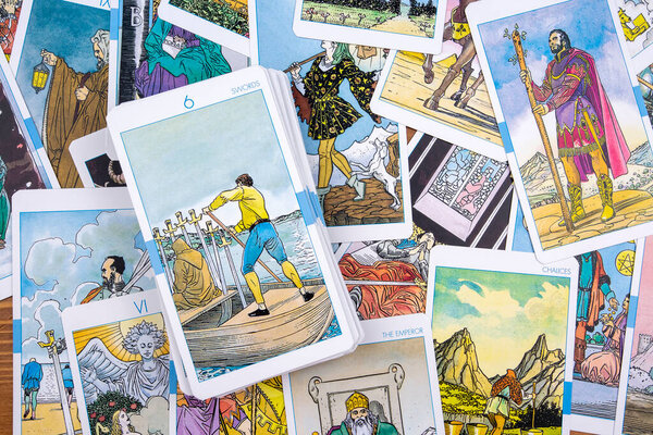 Various tarot cards. Tarot cards that tell the future by fortune telling.
