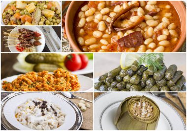 Geleneksel lezzetli Türk yemekleri kolajı