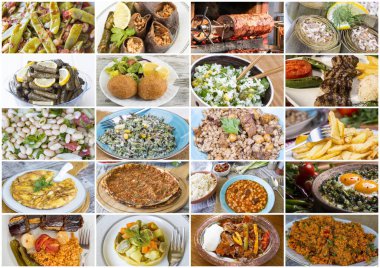 Geleneksel lezzetli Türk yemekleri kolajı