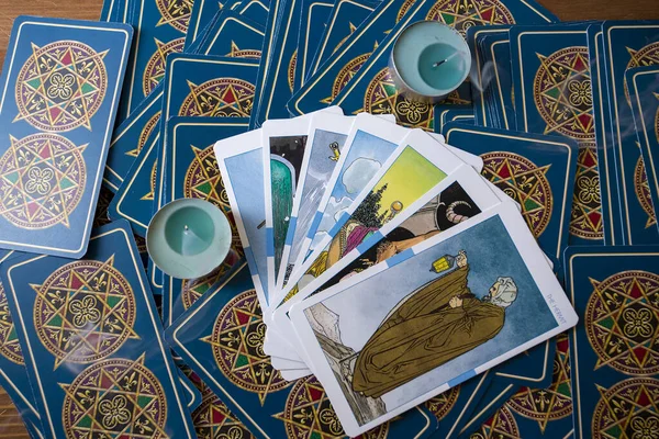 Various tarot cards. Tarot cards that tell the future by fortune telling.