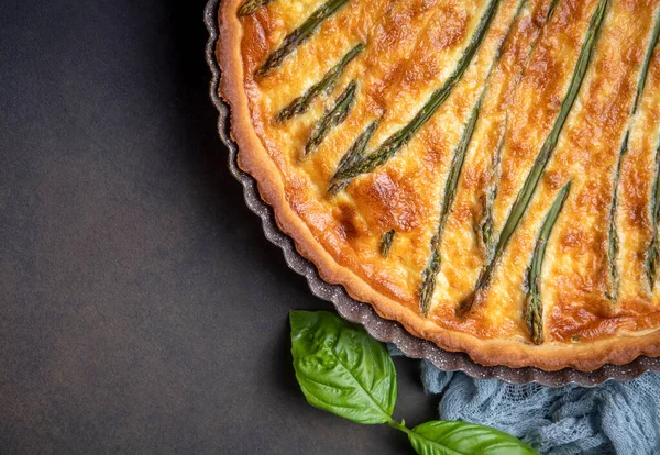 Asparagus tart, vegan quiche homemade pastry, healthy foods