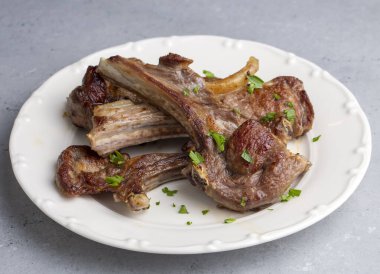 Grilled lamb chops in delicious view, Turkish name; izgara pirzola