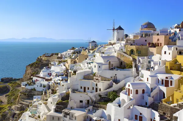 Seyahat konsepti fotoğrafı. Santorini adası / Yunanistan