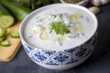 Geleneksel lezzetli aperatif; tzatziki (Türkçe adı; kakik)
