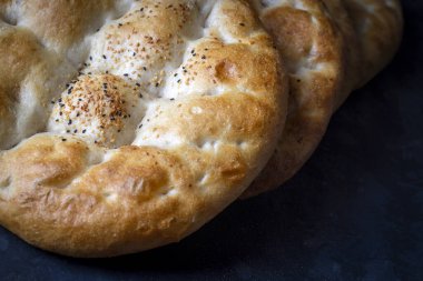 Ramadan Pita (Turkish name; Ramazan Pidesi) Traditional Turkish bread for holy month Ramadan