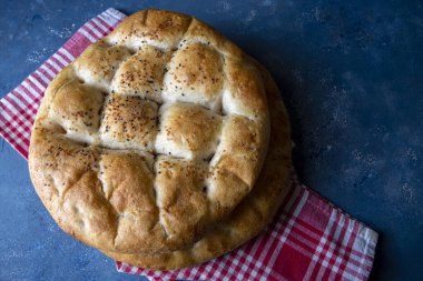 Ramadan Pita (Turkish name; Ramazan Pidesi) Traditional Turkish bread for holy month Ramadan