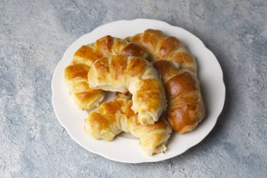 Traditional delicious Turkish food; cheese croissant pastry (Turkish name; pamuk pogaca, serit pogaca)