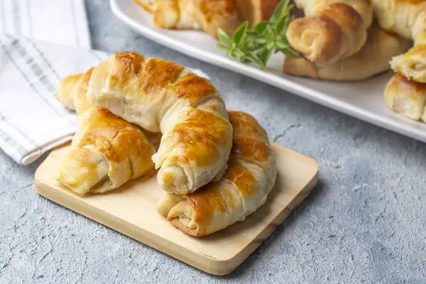 Traditional delicious Turkish food; cheese croissant pastry (Turkish name; pamuk pogaca, serit pogaca)