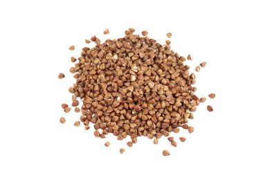 Beyaz arka planda karabuğday. Diyet kavramı.