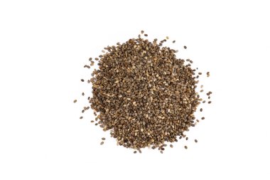 Chia seeds on the white background