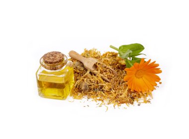 Cam ve damla petrol Isolated bitkisel calendula officinalis