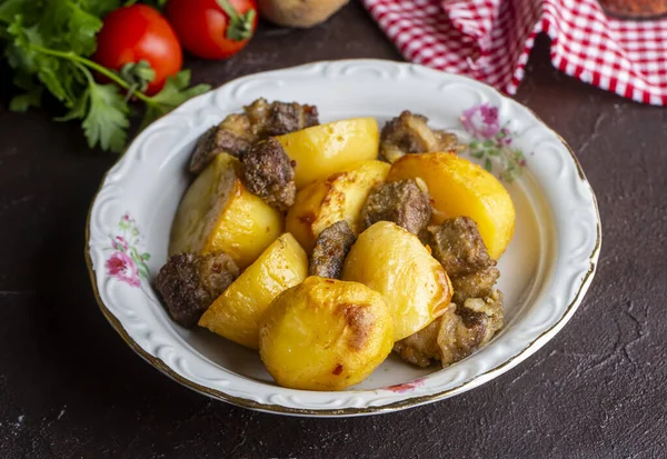 Традиционных Вкусных Турецких Блюд Картофель Мясо Запеканке Турецкое Название Guvec — стоковое фото