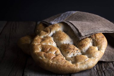 Ramadan Pita (Turkish name; Ramazan Pidesi) Traditional Turkish bread for holy month Ramadan