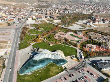 Konya - Türkiye, 19 Kasım 2022, Konya Tropik Kelebek Bahçesi 'nin İHA görüntüsü.