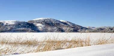Kışın karlı göl manzarası, Abant Gölü - Bolu - Türkiye