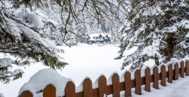 Golcuk - Bolu - Turkey, winter snow landscape. Travel concept photo.