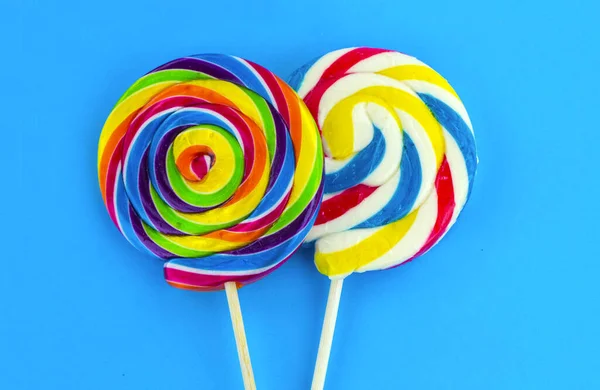 Colorful Lollipops Different Colored Candy Top View Royalty Free Stock Photos