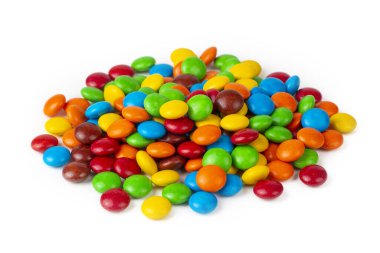 Bir Gökkuşağı Renkli Şeker Yığını Çikolata Kaplamalı Düğmeler