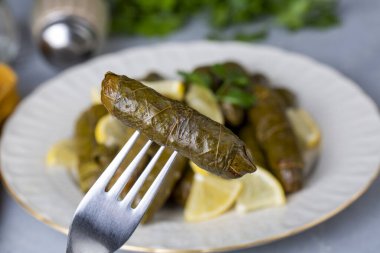 Geleneksel lezzetli Türk yemekleri; Dolma yaprak (Yaprak sarmasi)