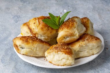 Turkish cuisine; Handmade Cheese Pastry (Turkish name; peynirli pogaca)