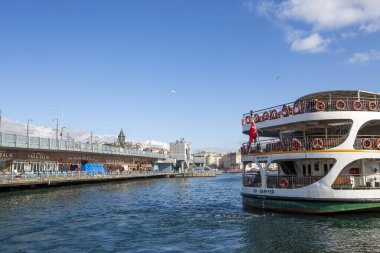 Istanbul / Turkey, February 16, 2020, Galata Bridge and Galata Tower