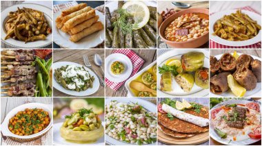 Geleneksel lezzetli Türk yemekleri kolajı