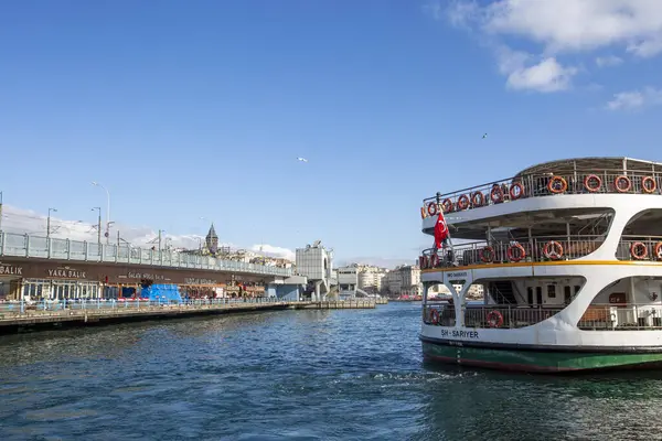 Istanbul / Turkey, February 16, 2020, Galata Bridge and Galata Tower