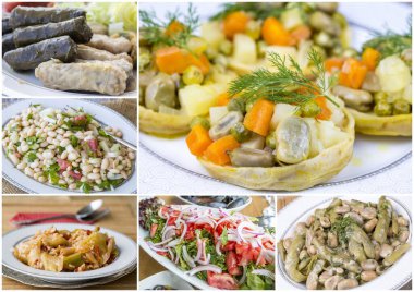 Geleneksel lezzetli Türk yemekleri kolajı