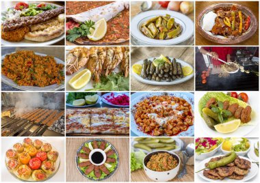 Geleneksel lezzetli Türk yemekleri kolajı
