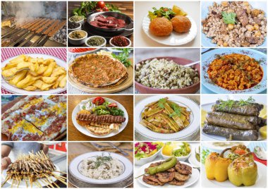 Geleneksel lezzetli Türk yemekleri kolajı
