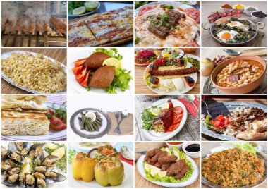 Geleneksel lezzetli Türk yemekleri kolajı