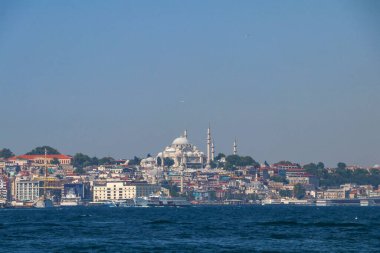 İstanbul manzarası Bakire Kulesi 'ndeki Boğaz' dan