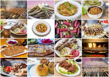 Geleneksel lezzetli Türk yemekleri kolajı