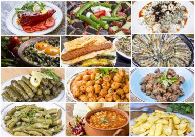 Geleneksel lezzetli Türk yemekleri kolajı