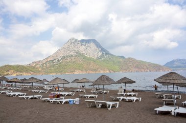 Adrasan, Kemer / Antalya, 4 Ekim 2019, Antalya ilinin Kemer ilçesindeki Akdeniz kıyısı boyunca Adrasan Sahili 'nden deniz manzarası