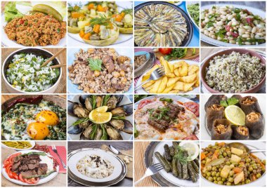 Geleneksel lezzetli Türk yemekleri kolaj fotoğrafı