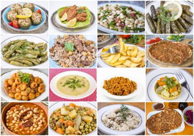 Geleneksel lezzetli Türk yemekleri kolaj fotoğrafı