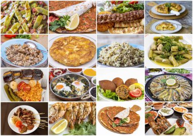 Geleneksel lezzetli Türk yemekleri kolaj fotoğrafı