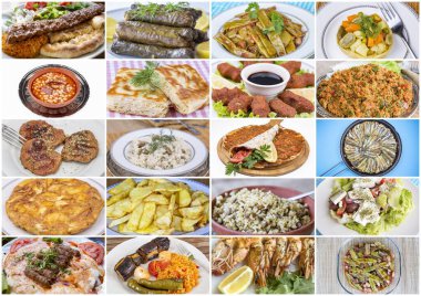 Geleneksel lezzetli Türk yemekleri kolaj fotoğrafı
